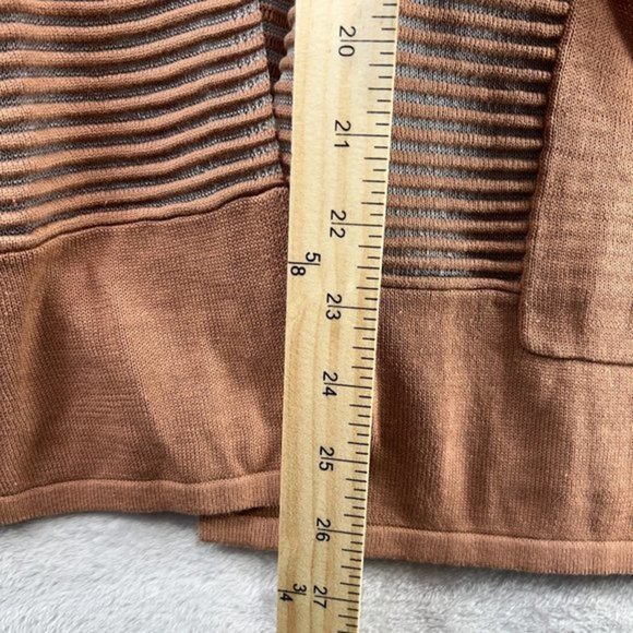 MARLA WYNNE Cardigan‎ Topper Chestnut Brown Striped Mesh Lagenlook Oversized XS - Picture 7 of 10